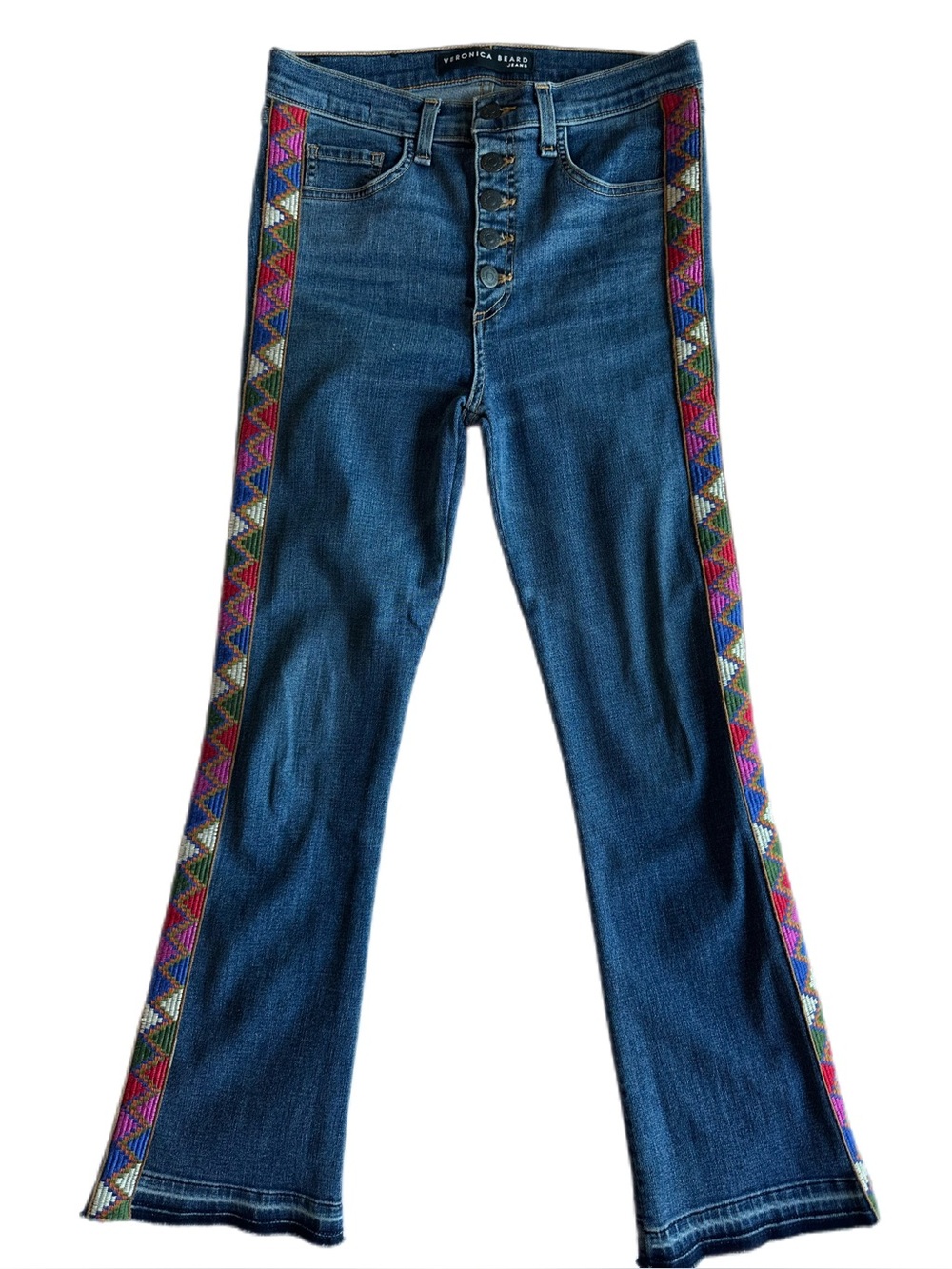 Veronica Beard Carolyn Baby Boot Embroidered Cropped Jeans Size 27
